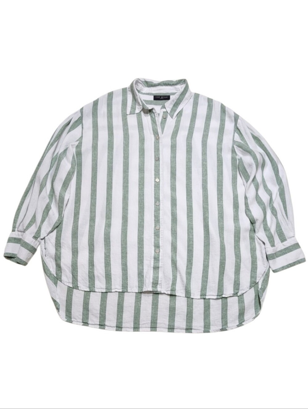 LANE BRYANT Relaxed Linen Blend Button-Down Striped Shirt Sz 18/20 2X